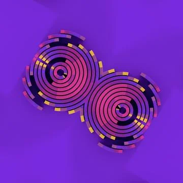 Vibrant 3D visualization featuring symmetric segmented rings. Bold contrast Stock Illustration