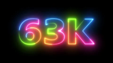 Vibrant 63K Neon Text Animation on Dark Background Dynamic Colorful Letteri.. Video stock 330419452