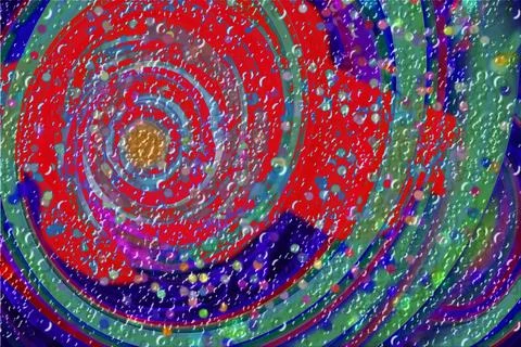 Vibrant abstract artwork featuring concentric circles and spiral patterns o.. Stock Illustration