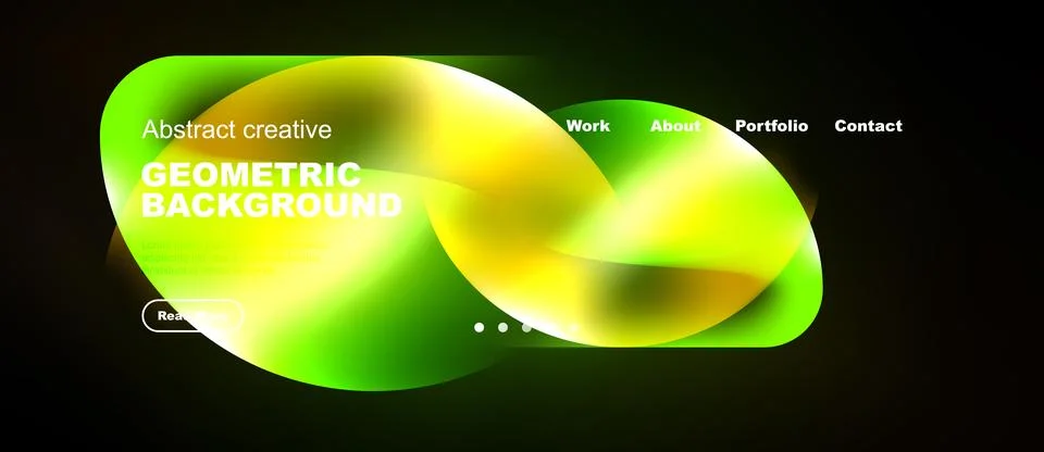 Vibrant abstract background features flowing shapes, text elements, navigatio Stock Illustration