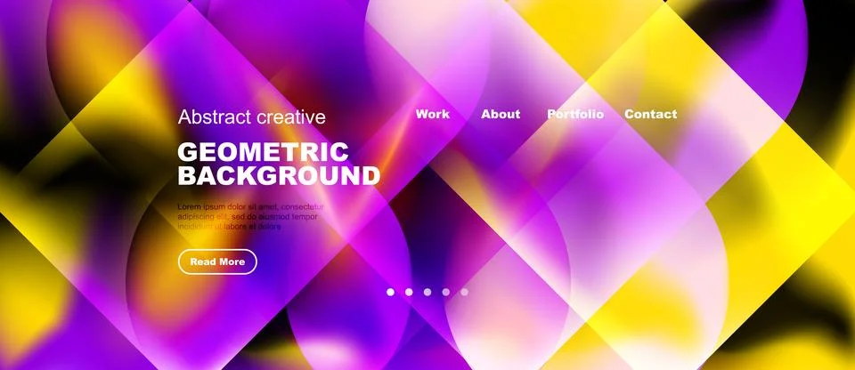 Vibrant abstract background features flowing shapes, text elements, navigatio Stock Illustration