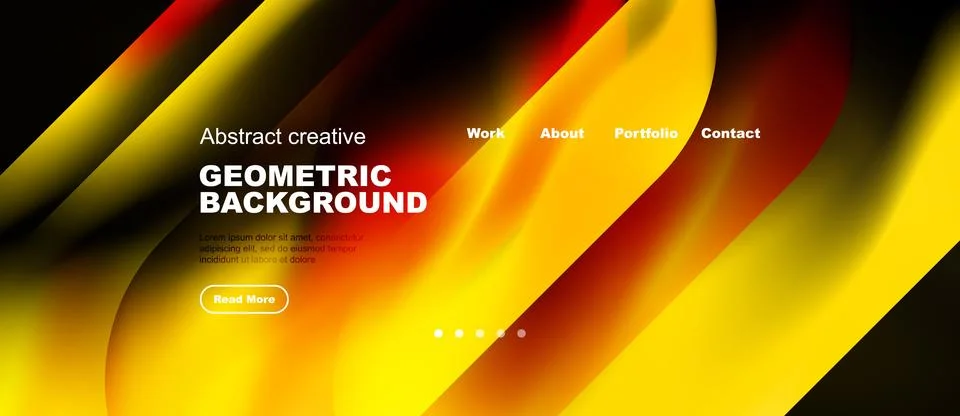 Vibrant abstract background features flowing shapes, text elements, navigatio Stock Illustration