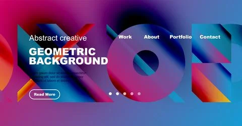 Vibrant abstract background features geometric shapes, text elements, navigation 스톡 일러스트