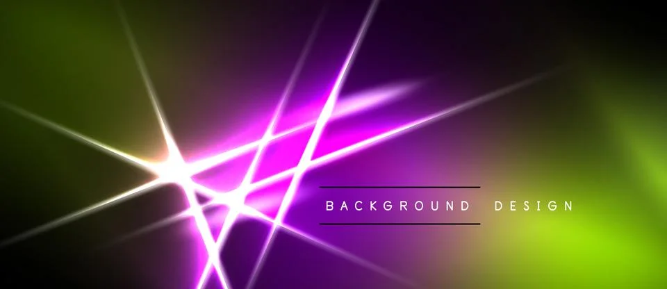 Vibrant abstract background features neon lines, bright starbursts, gradient 스톡 일러스트