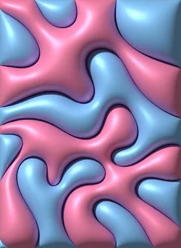 A vibrant abstract background featuring glossy, undulating organic shapes i.. Stock Illustration