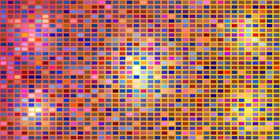 A vibrant abstract background featuring a grid of small, colorful rectangular Illustrazione stock