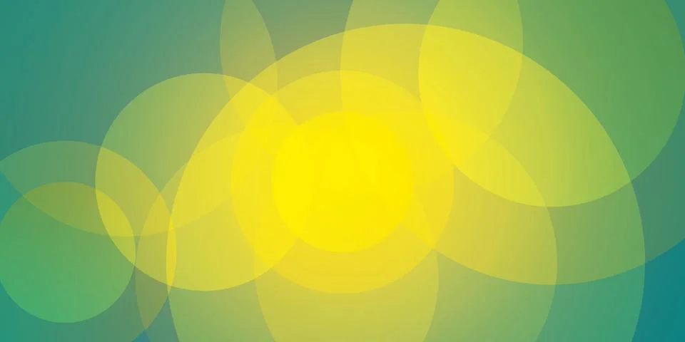 Vibrant abstract background featuring overlapping yellow and green circles Stock Illustration
