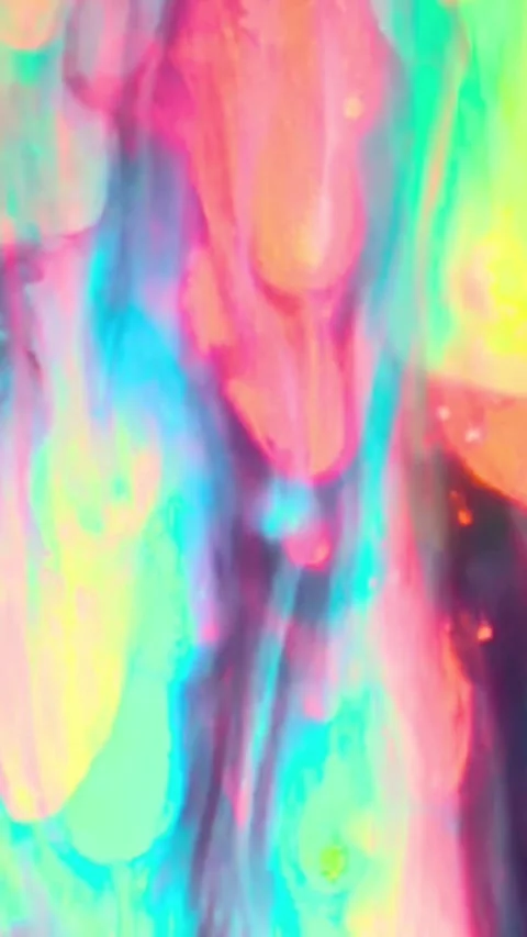 Vibrant abstract background with flowing liquid colors in holographic neon Stock Footage 347484812