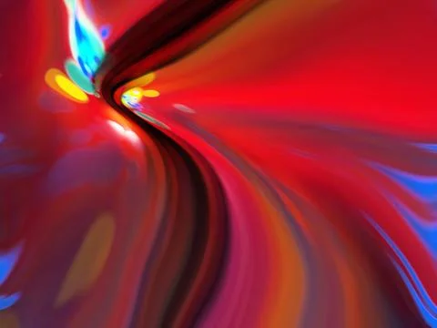 Vibrant abstract background with flowing red, orange, and blue liquid waves.. Stock Illustration