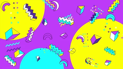 Vibrant abstract background with geometric elements and colorful shapes seamless Stock Footage 304942480