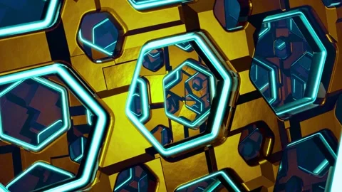 Vibrant abstract background with glowing geometric shapes Stock Footage 334273860