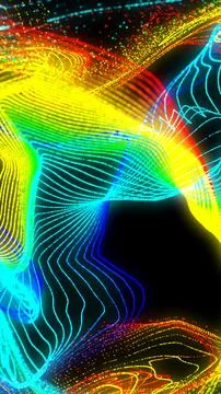 Vibrant abstract background with glowing rainbow waves and flowing neon lines Illustrazione stock