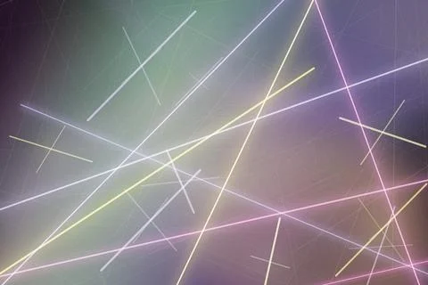 A vibrant abstract background of intersecting light lines in purple, teal, .. Stock Illustration