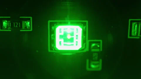 Vibrant abstract background. Macro close up of led light emitting diode lig.. Stockbeeldmateriaal 338298725