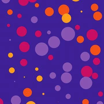 Vibrant Abstract Background with Multi-Colored Polka Dots on Purple. Geometric Stock-Illustration