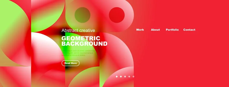 Vibrant abstract background. Overlapping circles, text elements, navigation.. 스톡 일러스트