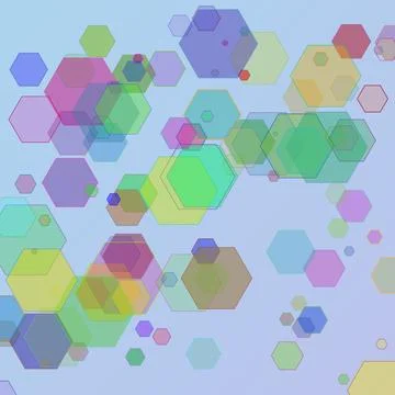 Vibrant abstract background with overlapping colorful semi-transparent hexa.. Illustration