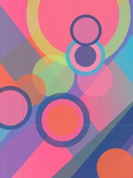 Vibrant abstract background with overlapping geometric circles in pink, pur.. Stock Illustration