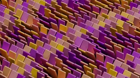 Vibrant abstract background with smoothly moving yellow and purple 3D tiles Stock Footage 321597338