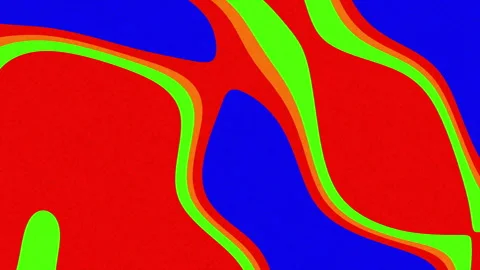 Vibrant Abstract Background with Wavy Red Green Orange Blue Shapes Seamless Video stock 339706565