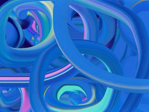 Vibrant abstract blue background featuring intertwined fluid neon tubes 스톡 일러스트