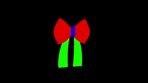 Vibrant Abstract Bow with Red Ribbon and Green Tail Design on Black Backgroun Stock Footage 341921305