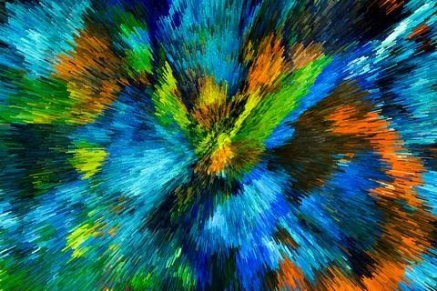 Vibrant Abstract Brush Strokes and Extruded Cubes Illustration with Contemp.. Stock Illustration