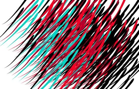 Vibrant Abstract Brush Strokes Diagonal Pattern in Red, Cyan and Black  Dyn.. Stock Illustration