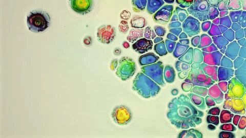 Vibrant abstract cell like structures flowing across a light backdrop Illustration