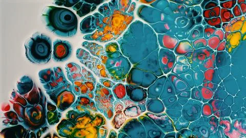 Vibrant abstract cell like structures flowing across a light backdrop Illustration