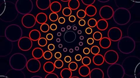 Vibrant abstract circle pattern, repeating colorful geometric design loop Stock Footage 342094562