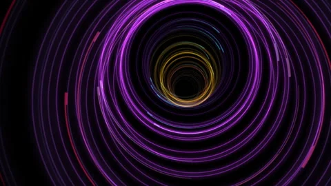 Vibrant Abstract Circular Light Trails in Motion, Psychedelic Tunnel Animation Stock-Footage 298010254
