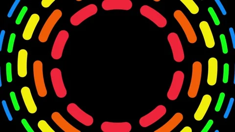 Vibrant abstract circular pattern of rounded dashes on a animation black ba.. Stock Footage 321997257