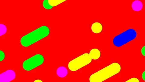 Vibrant abstract composition with bright elongated capsules and circular dots Illustration