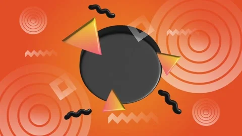 Vibrant abstract composition with circular cutout and geometric playful elements Stock Footage 320782154