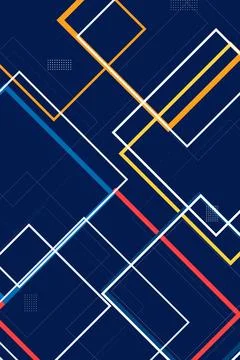 A vibrant abstract composition of crossing geometric arrows and frames in o.. Stock Illustration