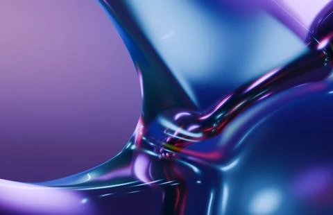 A vibrant abstract composition featuring glossy, twisting forms in blue, pu.. 库存插图