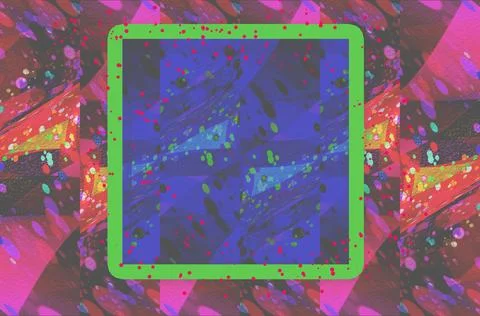 Vibrant abstract composition featuring a neon green square frame over layer.. Stock Illustration