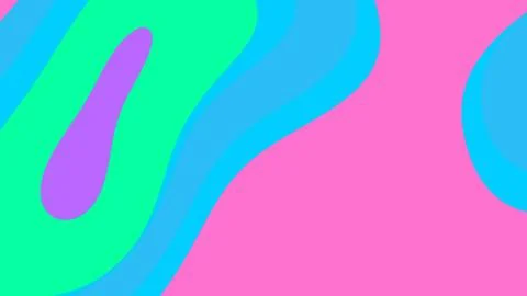 Vibrant abstract composition with layered curves in turquoise, blue, lime, an Иллюстрация