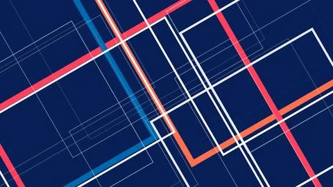 A vibrant abstract composition of neon grid lines intersecting over a dark .. Stock Illustration