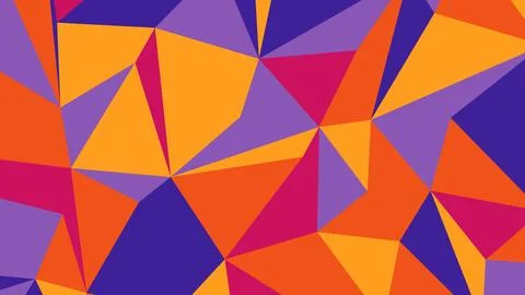 Vibrant abstract composition of overlapping triangles in orange purple pink a Illustrazione stock