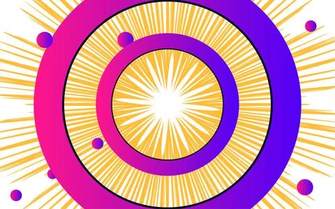 Vibrant Abstract Concentric Ring Design With Sunburst Pattern In Pink, purp.. Illustrazione stock