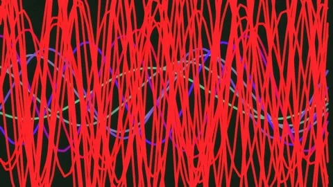 Vibrant abstract data flow of interconnected red geometric lines Stock Footage 342207468