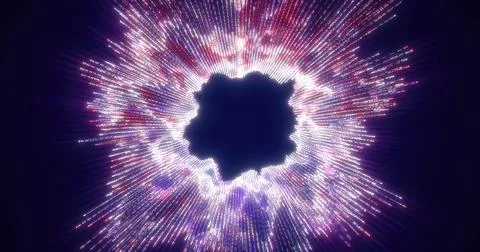 Vibrant abstract data visualization in purple hues, showcasing a radial bur.. Stock Photos