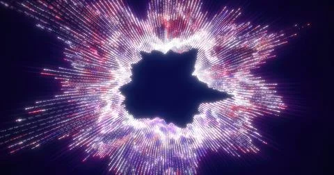 Vibrant abstract data visualization in purple hues, showcasing a radial bur.. Stock Photos