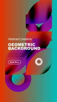 Vibrant abstract design features flowing shapes, bold colors, geometric elements Stock Illustration