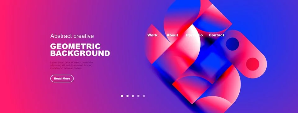 Vibrant abstract design features flowing shapes, gradients. Website mockup イラスト素材
