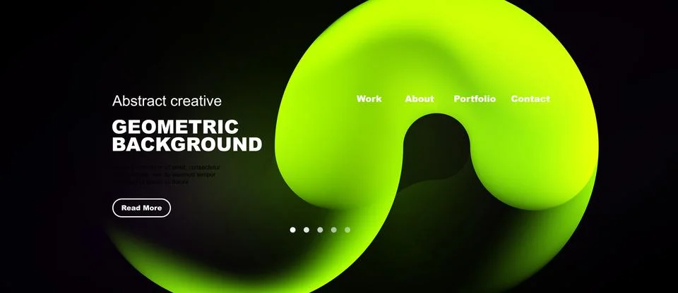 Vibrant abstract design features flowing shapes, dark background. Text elemen Stockillustratie