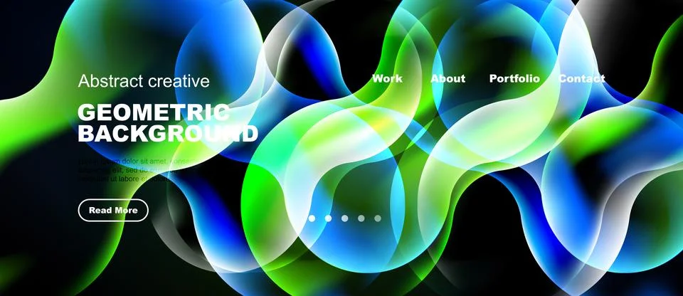 Vibrant abstract design features flowing shapes, bright colors, website Illustrazione stock