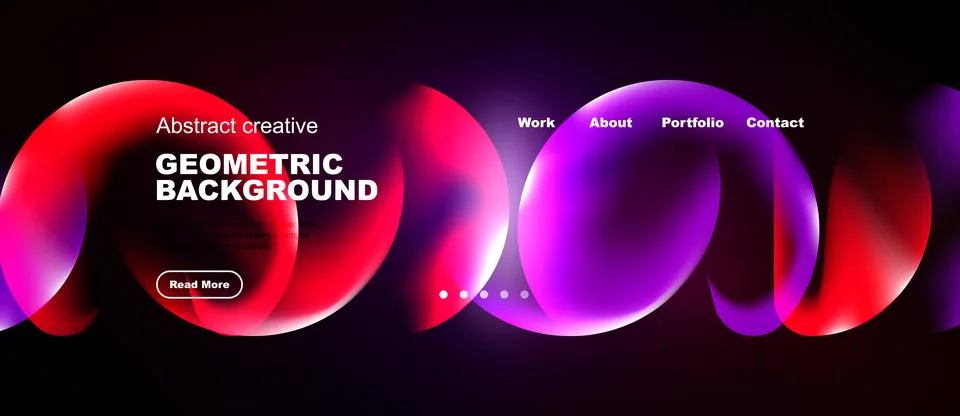 Vibrant abstract design features flowing shapes, text elements, navigation .. Illustrazione stock